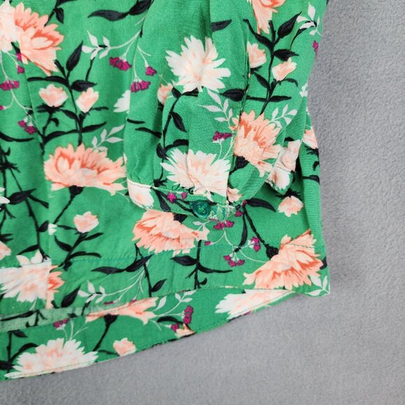 Old Navy Blouse Tunic Women's Large Green Floral Print Peasant Cottage Prairie - Picture 3 of 9
